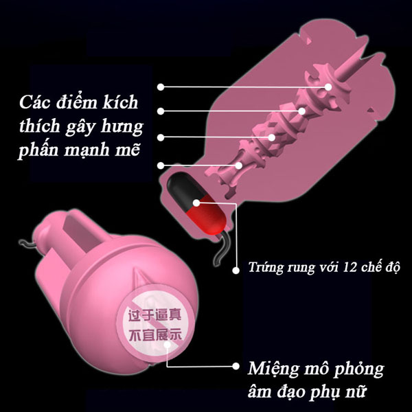 Cốc thủ dâm Youcup StuPlus rung mạnh thiết kế âm đạo thật