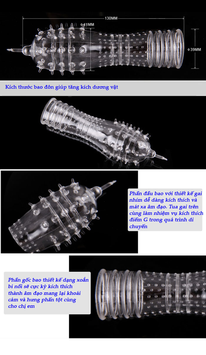 Bao đôn CoBiiy siêu mỏng gai gân râu tăng khoái cảm nàng nhanh