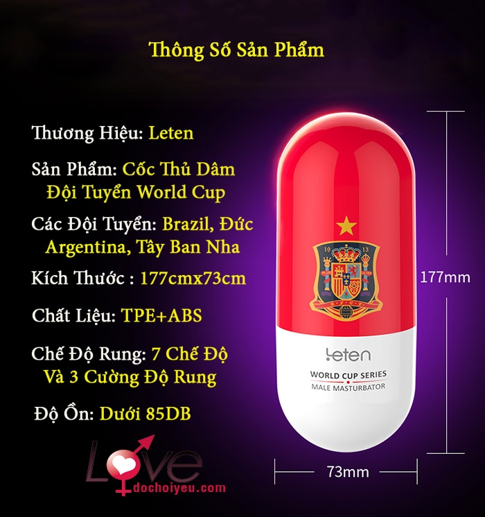 Cốc thủ dâm Leten Football có rung sạc tiện dụng