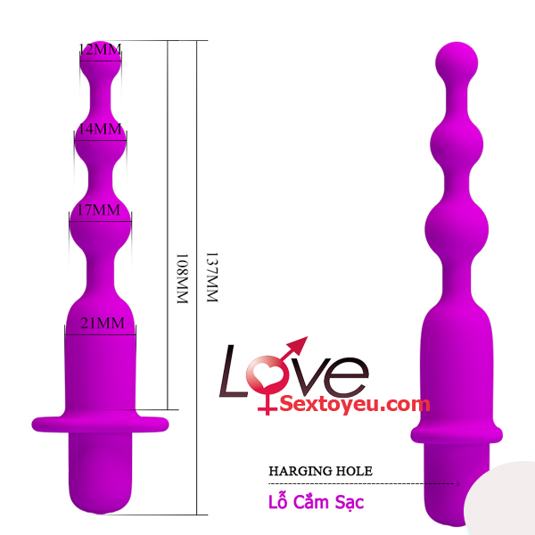 Que rung hậu môn Prettylove Hermosa pin sạc 12 chế độ kích thích