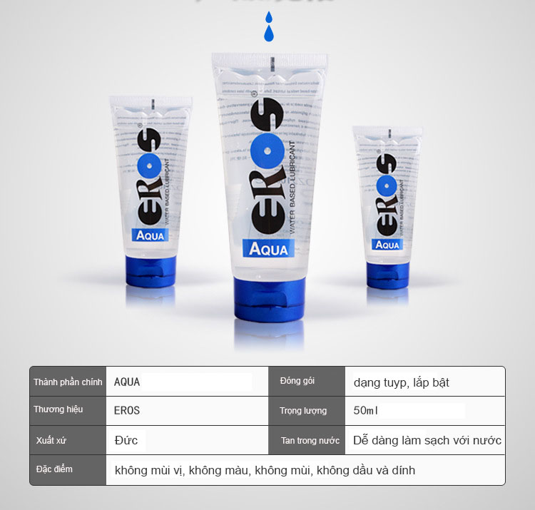 Gel Bôi Trơn Gốc Nước Eros Aqua Đức - Siêu Trơn & Dưỡng Ẩm