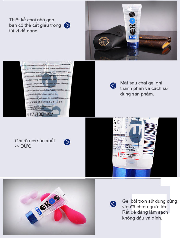 Gel Bôi Trơn Gốc Nước Eros Aqua Đức - Siêu Trơn & Dưỡng Ẩm