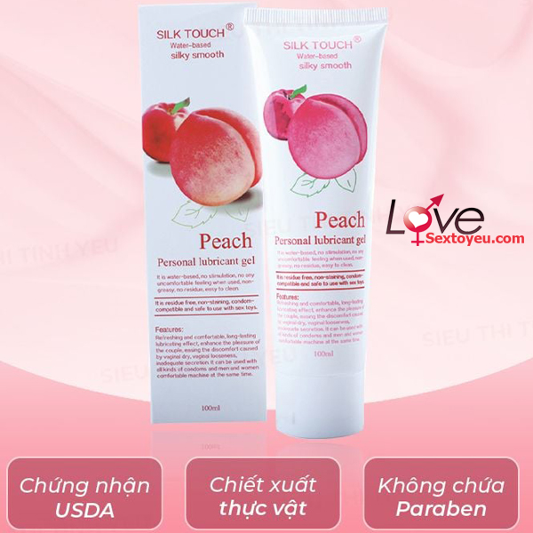 Gel bôi trơn Silktouch hương đào dưỡng ẩm an toàn 100ml Gel bôi trơn Silktouch hương đào dưỡng ẩm an toàn 100ml