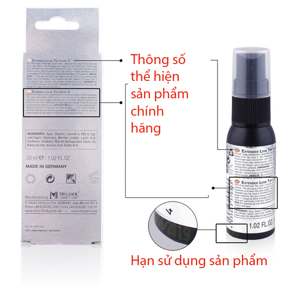Chai xịt Eros 3 Đức kéo dài thời gian, chống xuất tinh sớm hiệu quả