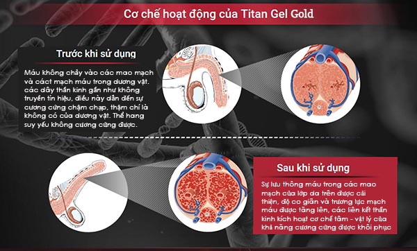 Gel Titan Gold tăng cường sinh lý nam, kích thước vượt trội