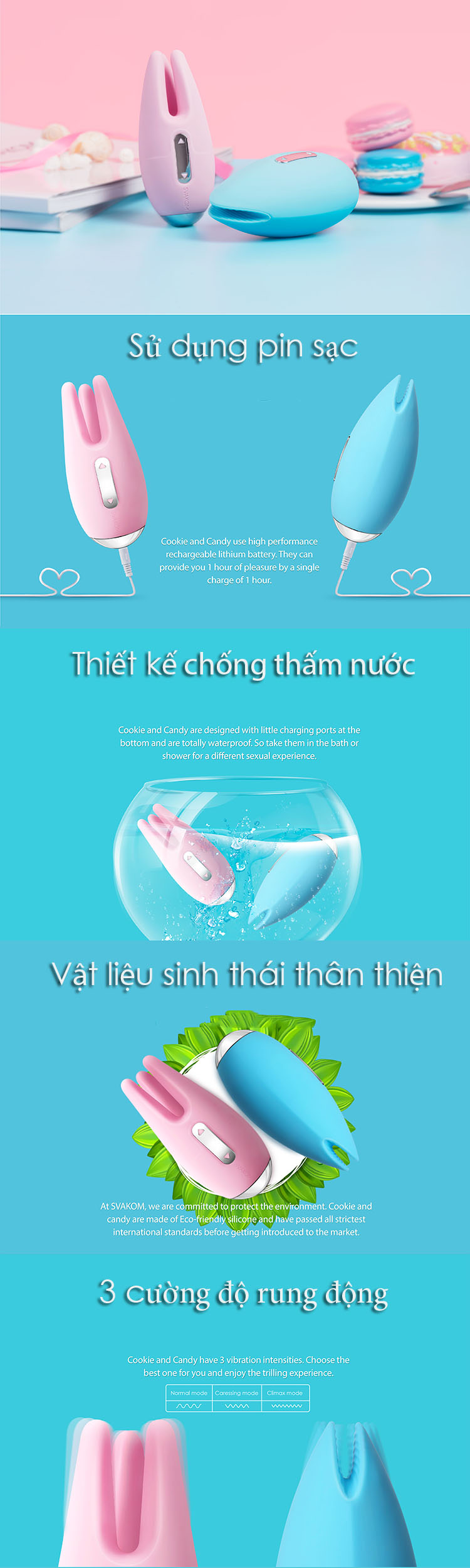 Máy mát xa nhũ hoa điểm G mini Svakom kích thích cực mạnh - Cookie Candy