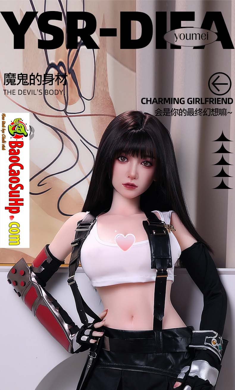 Búp bê tình dục Yuna Tidus tóc đen Silicone 1m58 Cosplay chân thực