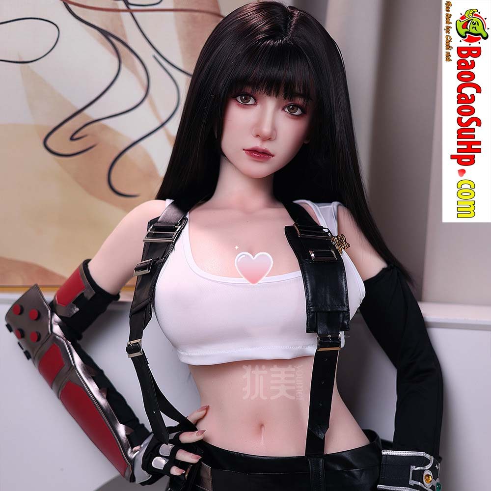 Búp bê tình dục Yuna Tidus tóc đen Silicone 1m58 Cosplay chân thực
