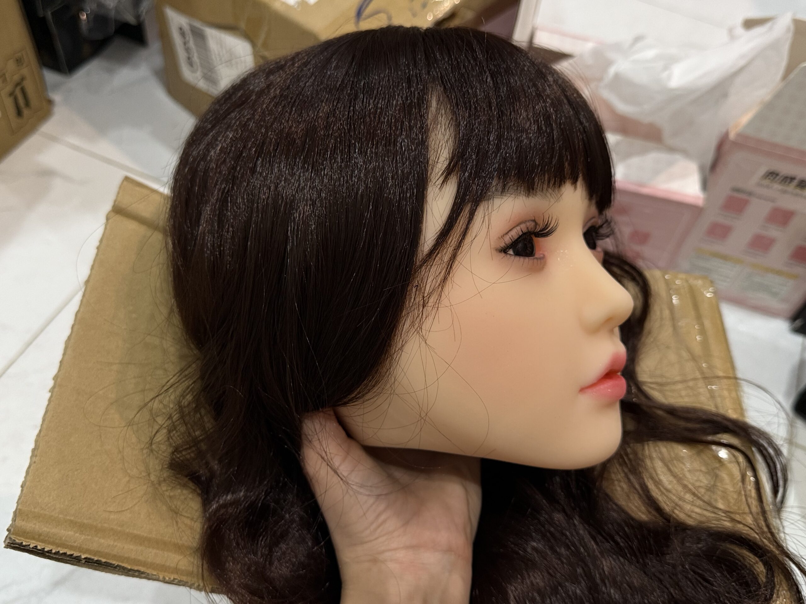 Đầu búp bê tình dục TPE Silicone tóc giả cấy tóc giá tốt