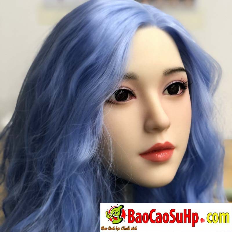 Đầu búp bê DDZ001 Mi tóc xanh lam xinh đẹp silicon giá tốt chất lượng