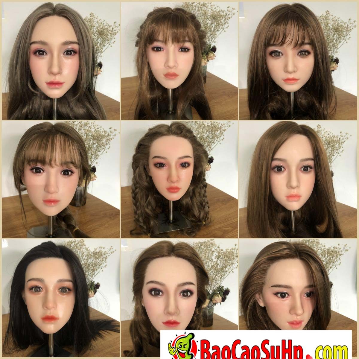 Đầu búp bê tình dục Châu Á Âu chất liệu Silicone TPE cao cấp