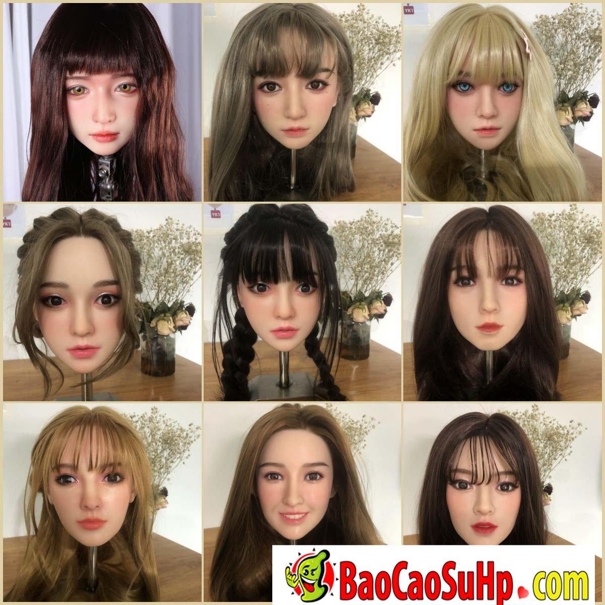 Đầu búp bê tình dục Châu Á Âu chất liệu Silicone TPE cao cấp