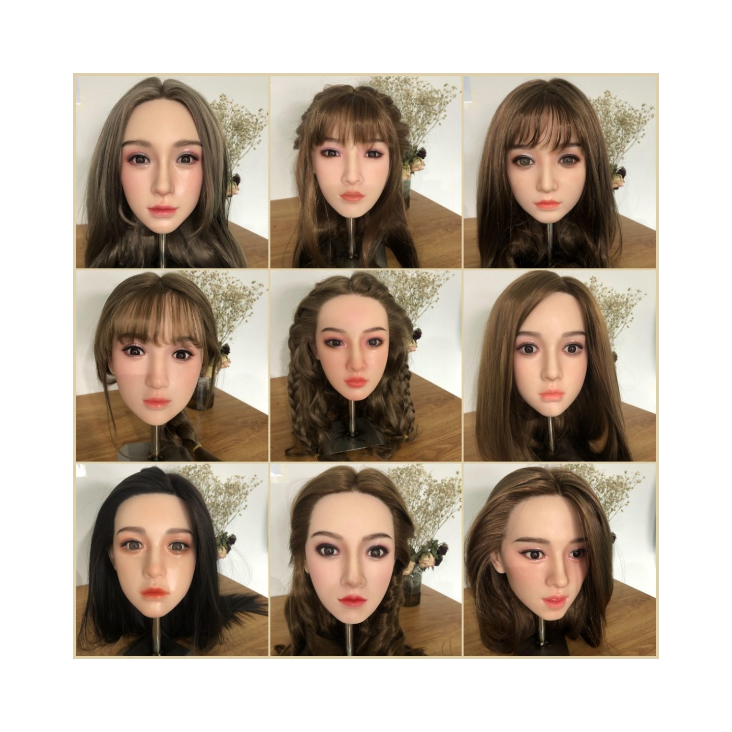 Đầu búp bê tình dục Châu Á Âu chất liệu Silicone TPE cao cấp