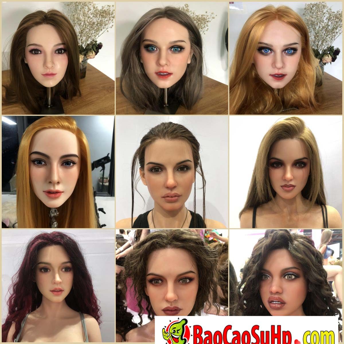 Đầu búp bê tình dục Châu Á Âu chất liệu Silicone TPE cao cấp