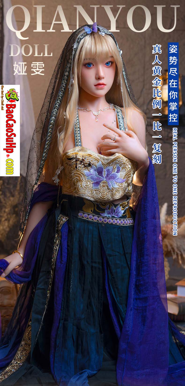 Búp bê tình dục full Meredith đầu silicone cấy tóc thân TPE 159cm