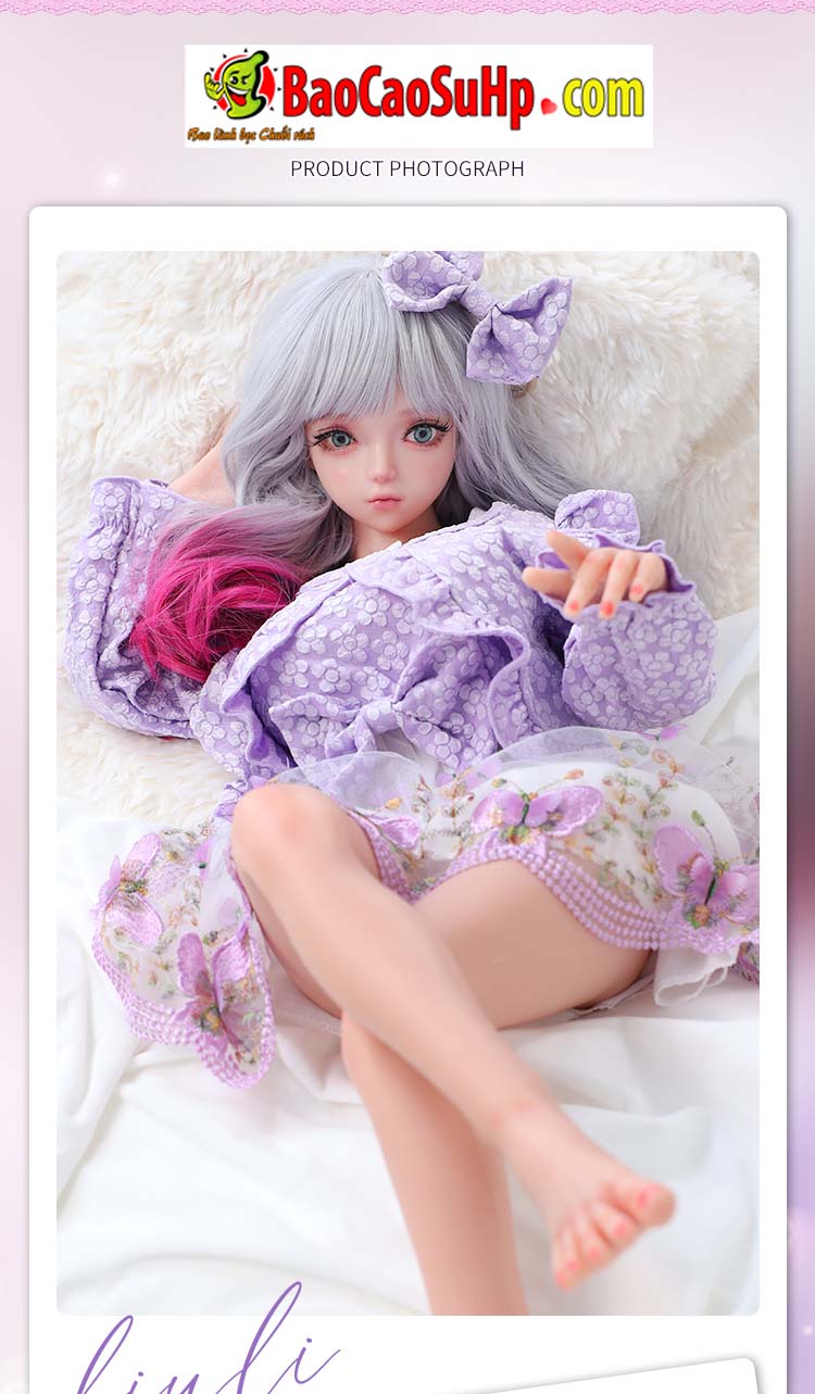 Búp bê tình dục toàn thân Anime Nhã Lâm váy tím 80cm siêu thực