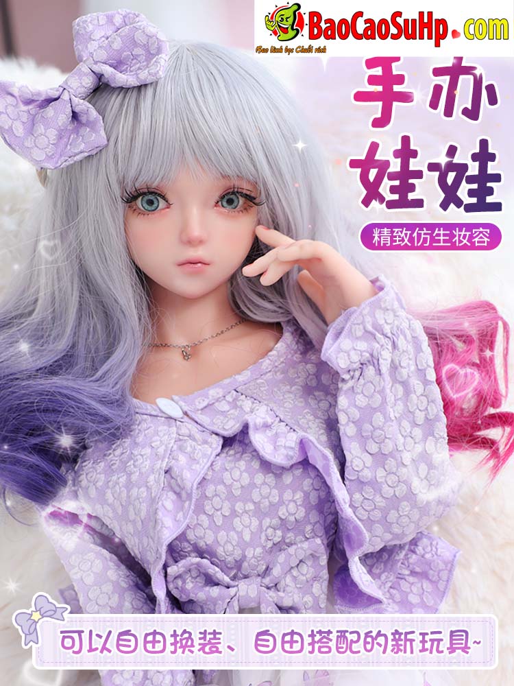 Búp bê tình dục full body Anime Nhã Lâm váy tím 80cm siêu mềm mại cosplay