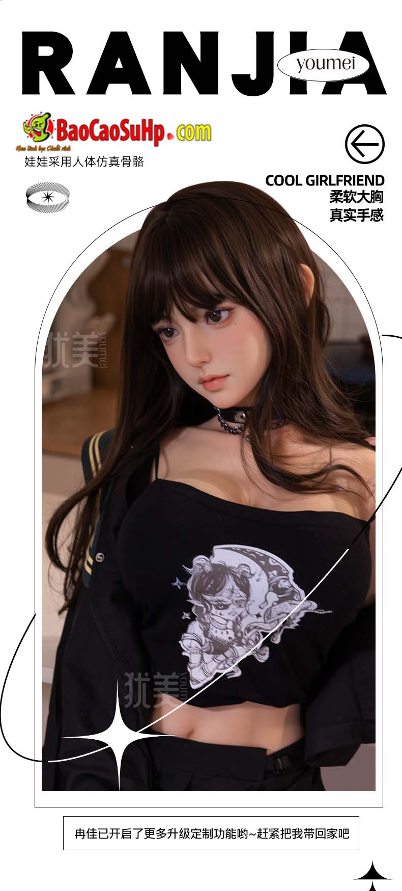 Búp Bê Tình Dục Full Silicone 1m58 Căng Tràn Idol Áo Đen Gợi Cảm