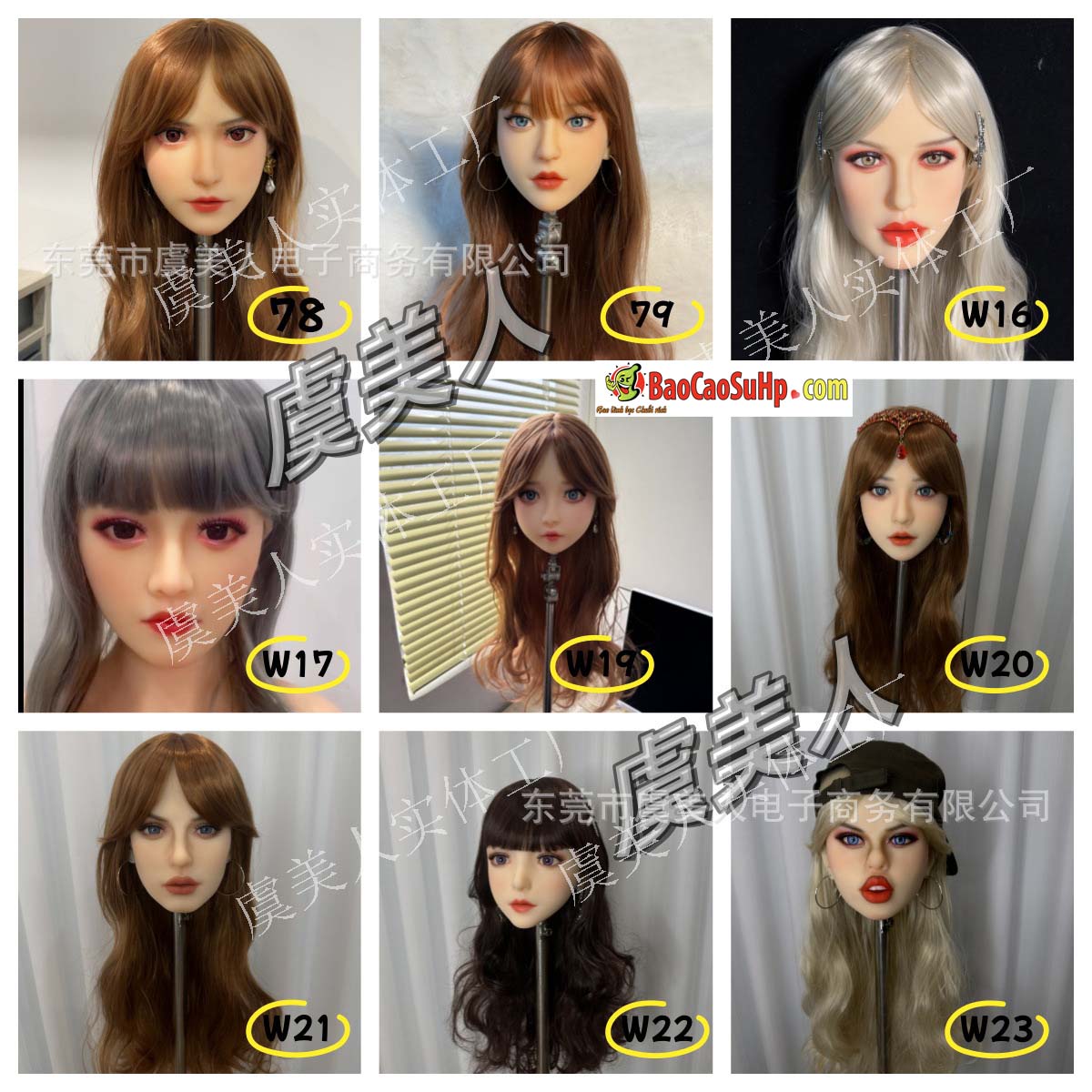 Đầu búp bê tình dục silicon cấy tóc trang điểm 3 lớp đẹp