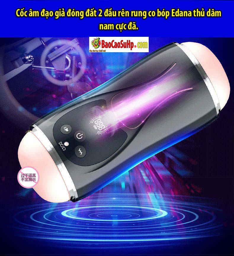 Cốc âm đạo 2 đầu rung co bóp Edana màn hình LCD siêu kích thích