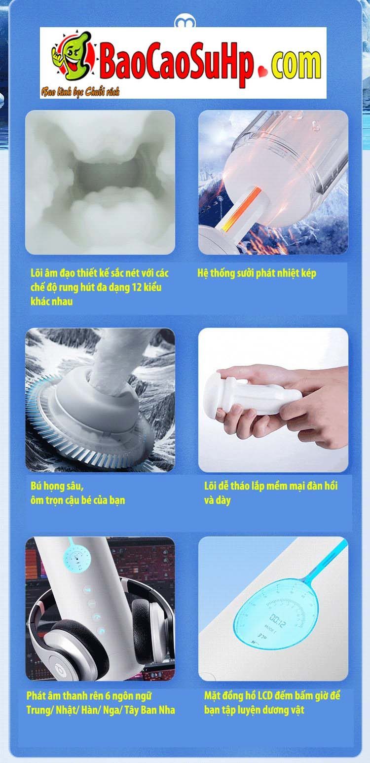 Cốc thủ dâm Blue Crystal-X hút chân không siêu mạnh kích thích phê