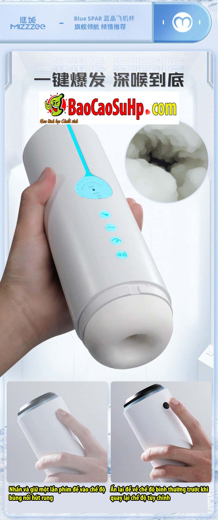 Cốc thủ dâm Blue Crystal-X hút chân không siêu mạnh kích thích phê