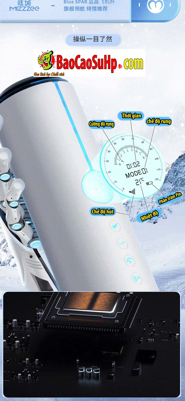 Cốc thủ dâm Blue Crystal-X hút chân không siêu mạnh kích thích phê