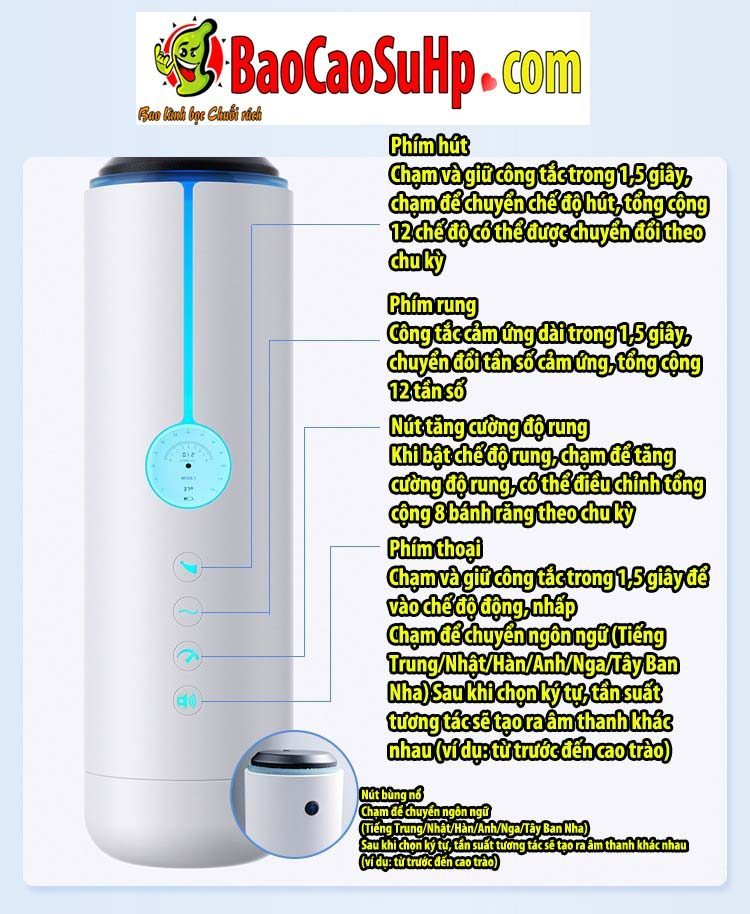 Cốc thủ dâm Blue Crystal-X hút chân không siêu mạnh kích thích phê