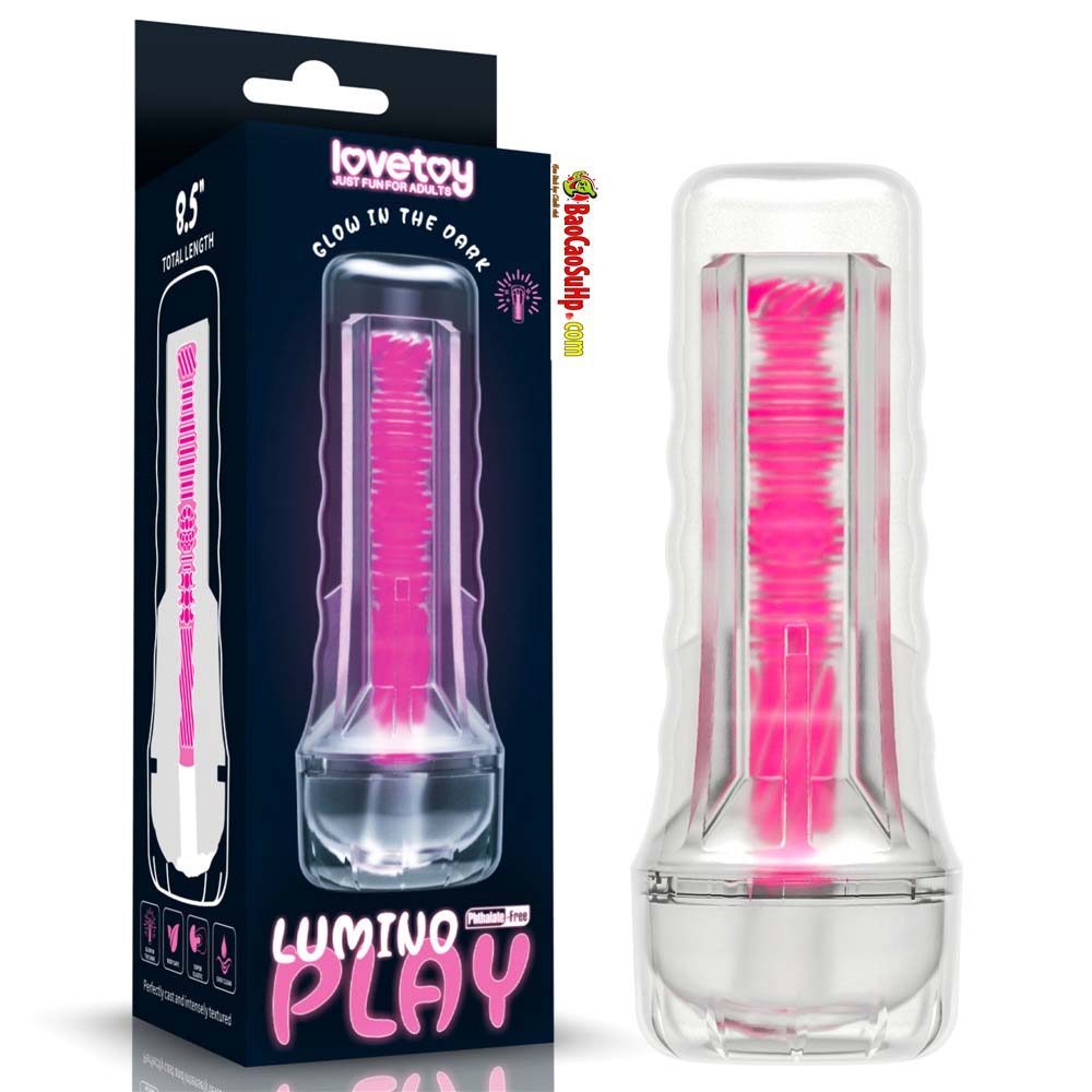 Cốc thủ dâm đèn pin trong suốt Hồng phát sáng Lovetoy USA LV342042