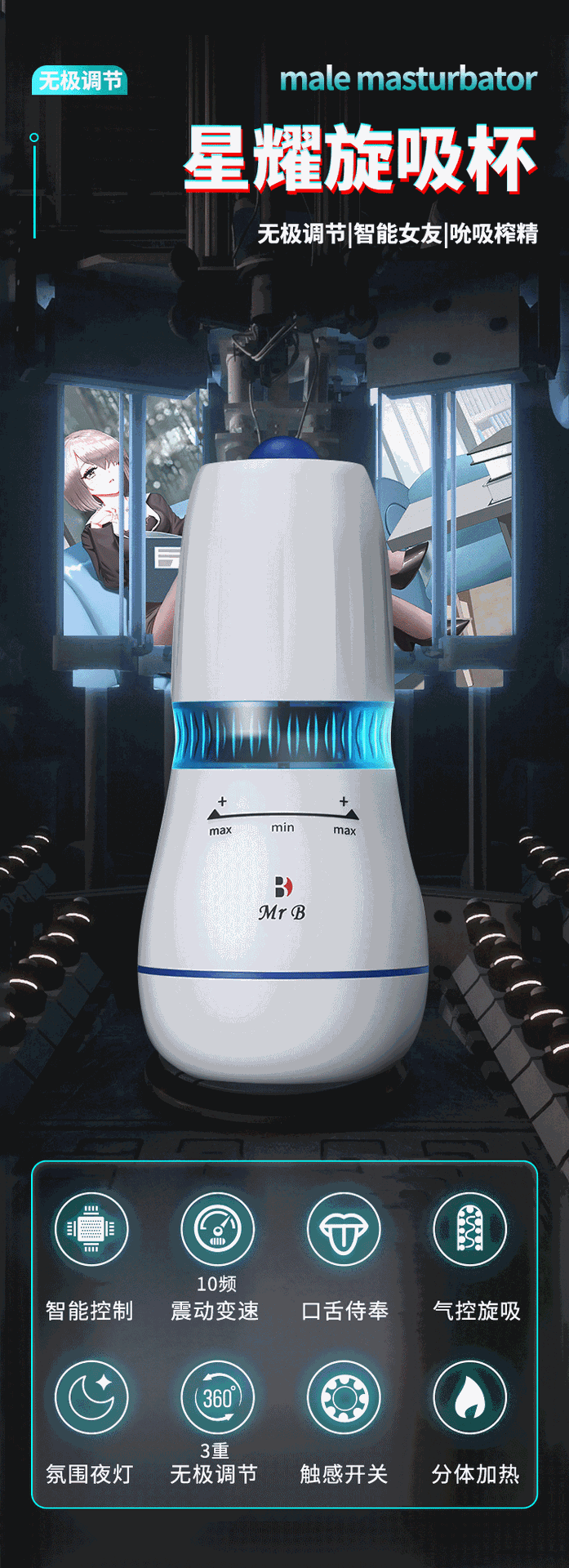 Cốc thủ dâm Mr B Ouyasi tự động phát nhiệt nhỏ gọn cao cấp