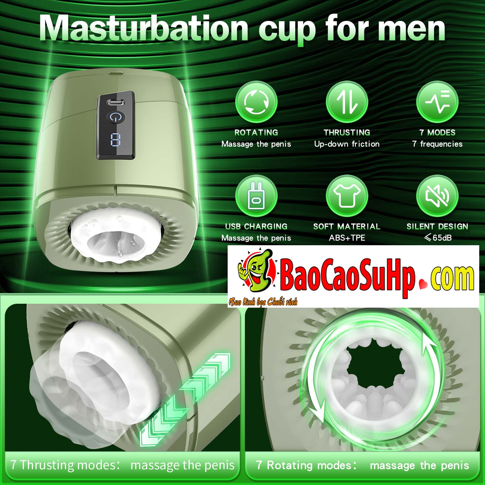 Cốc thủ dâm Ailebo nhỏ gọn xoay thụt đa chế độ cực phê