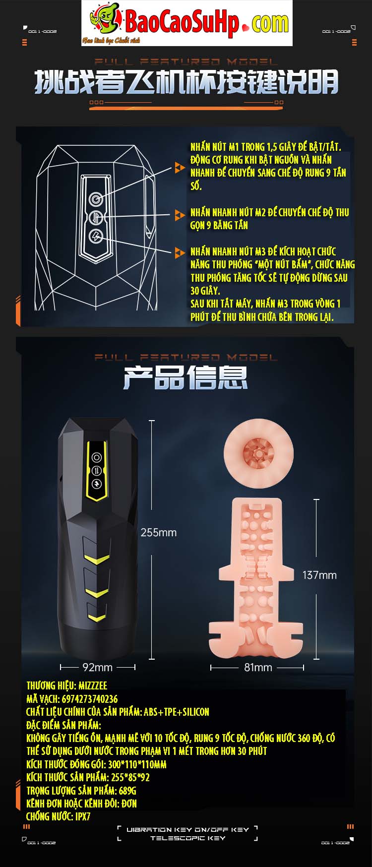 Cốc thủ dâm tự động Mizzzee Black Challenger V2 thụt hút hiện đại