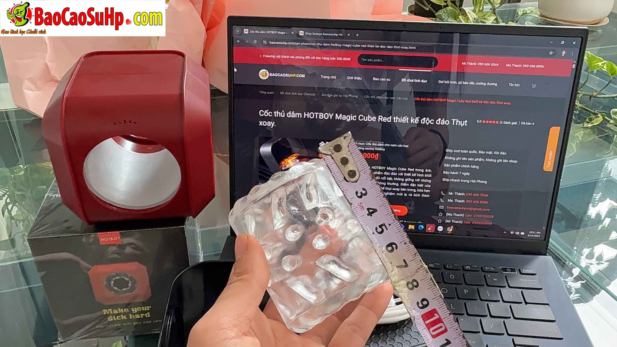 Cốc thủ dâm HOTBOY Magic Cube Red thụt xoay độc đáo, kích thích