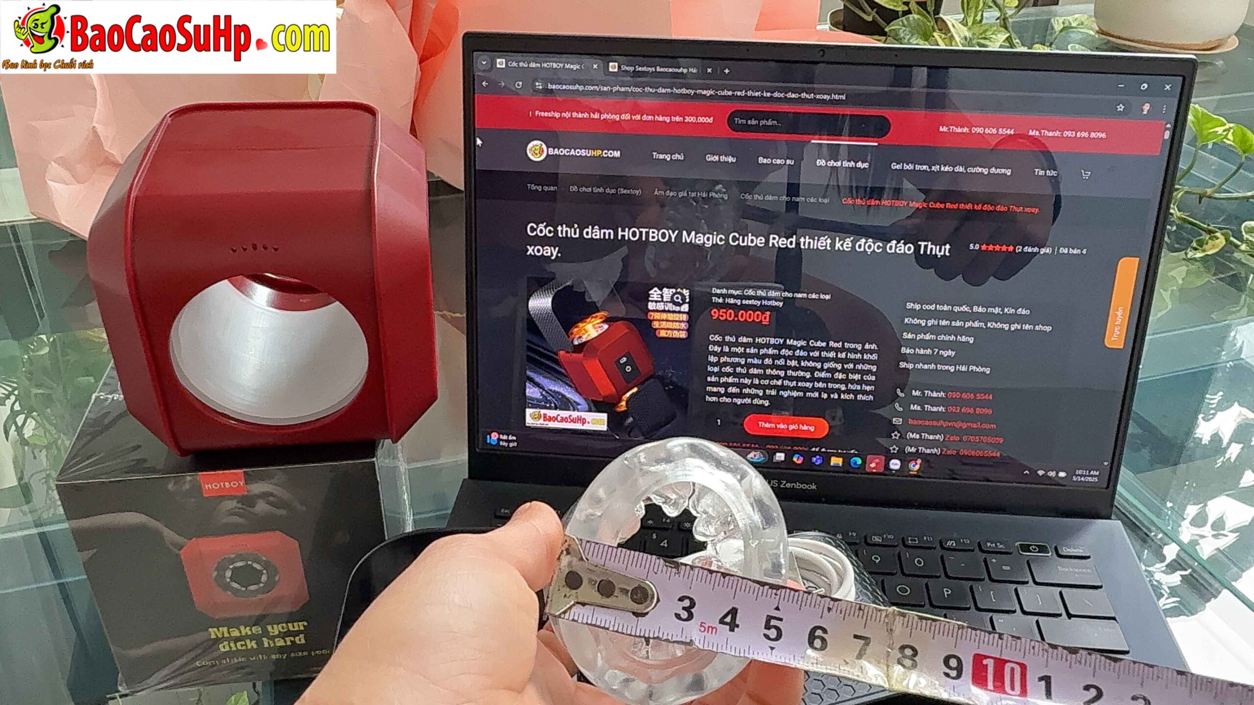 Cốc thủ dâm HOTBOY Magic Cube Red thụt xoay độc đáo, kích thích