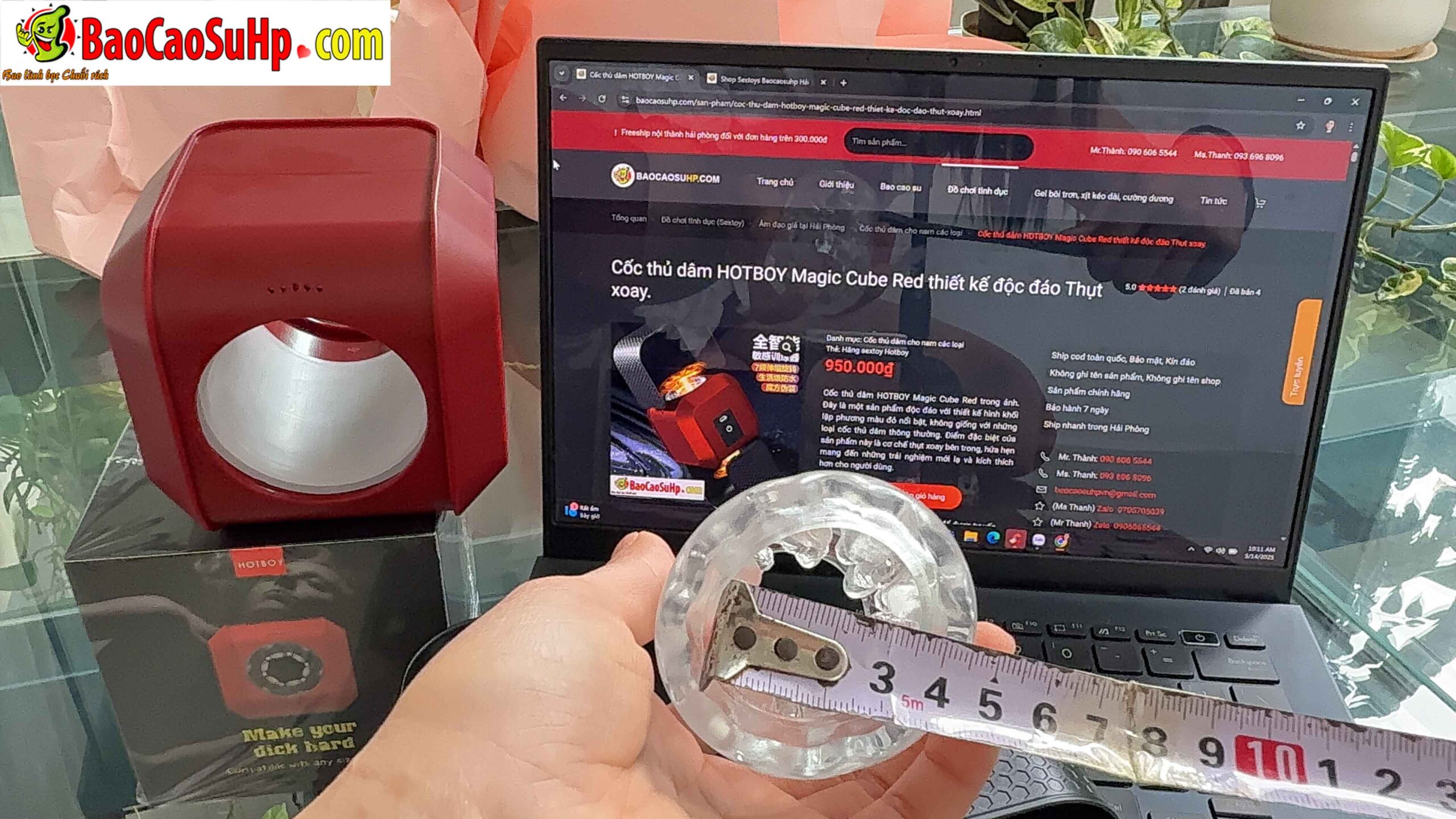 Cốc thủ dâm HOTBOY Magic Cube Red thụt xoay độc đáo, kích thích