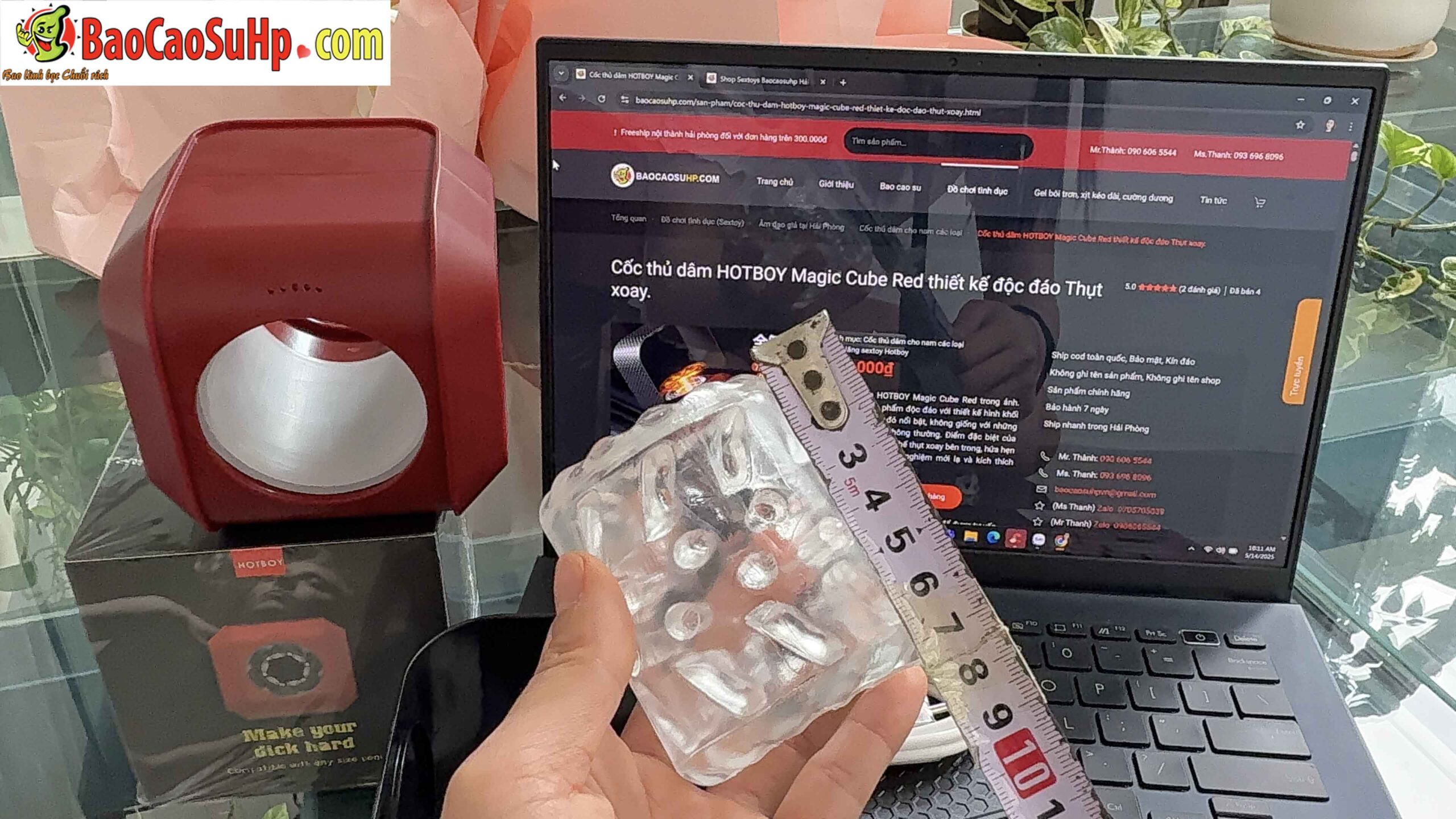 Cốc thủ dâm HOTBOY Magic Cube Red thụt xoay độc đáo, kích thích