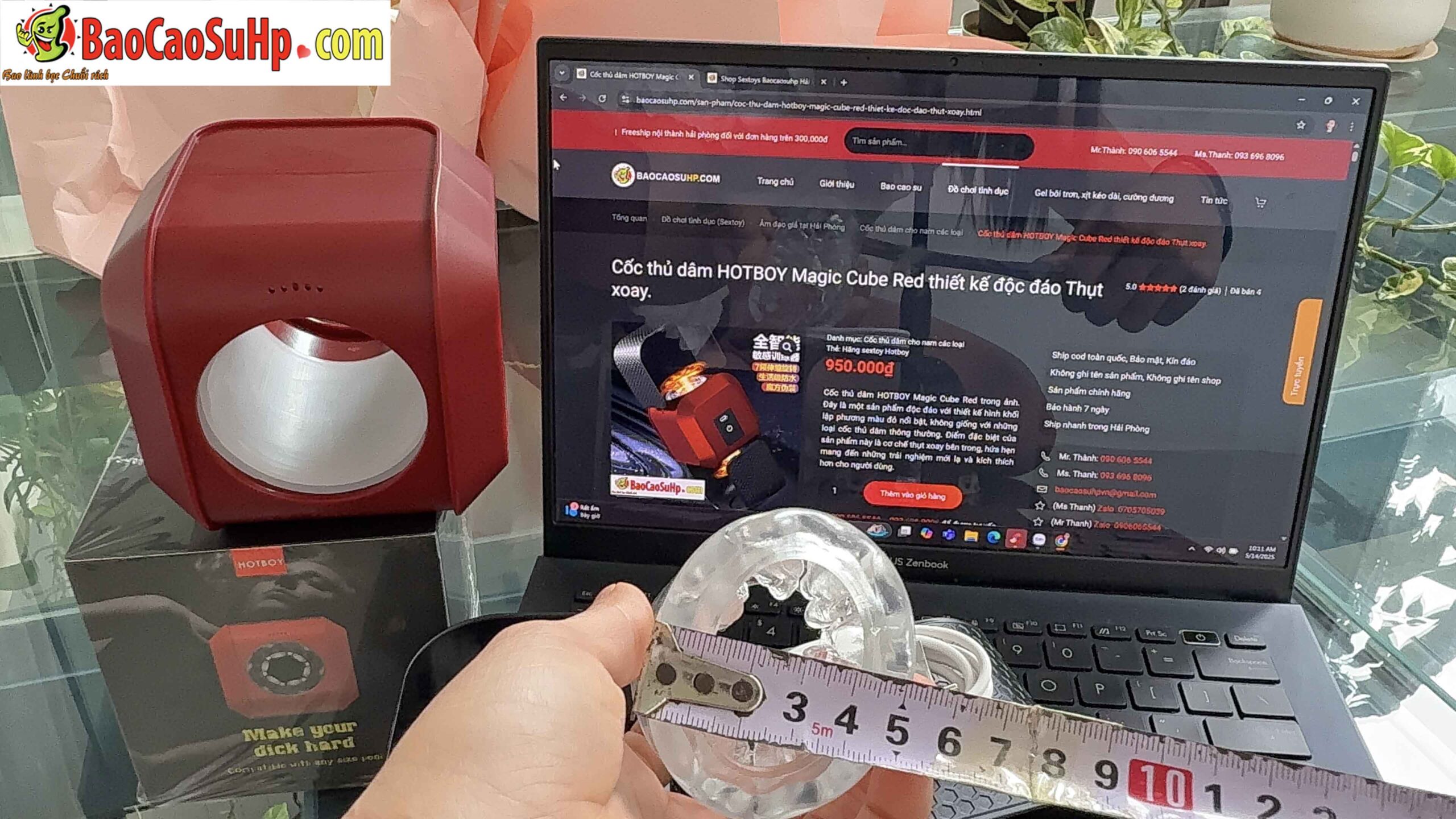 Cốc thủ dâm HOTBOY Magic Cube Red thụt xoay độc đáo, kích thích