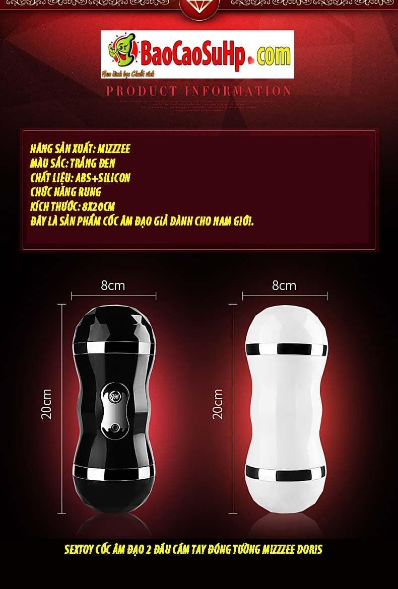 Sextoy cốc âm đạo 2 đầu Mizzzee Doris cầm tay, đóng tường