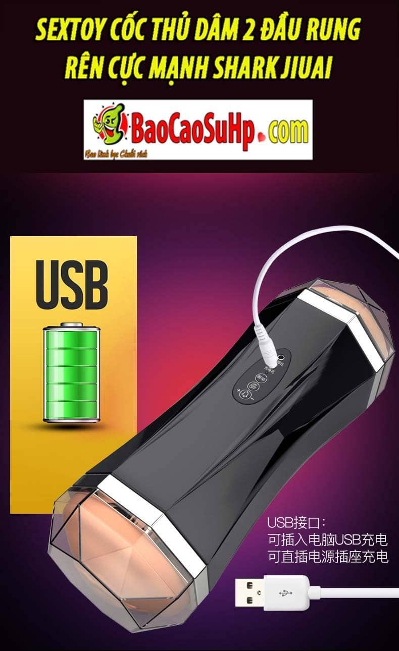 Shark Jiuai cốc thủ dâm 2 đầu rung mạnh trải nghiệm đỉnh