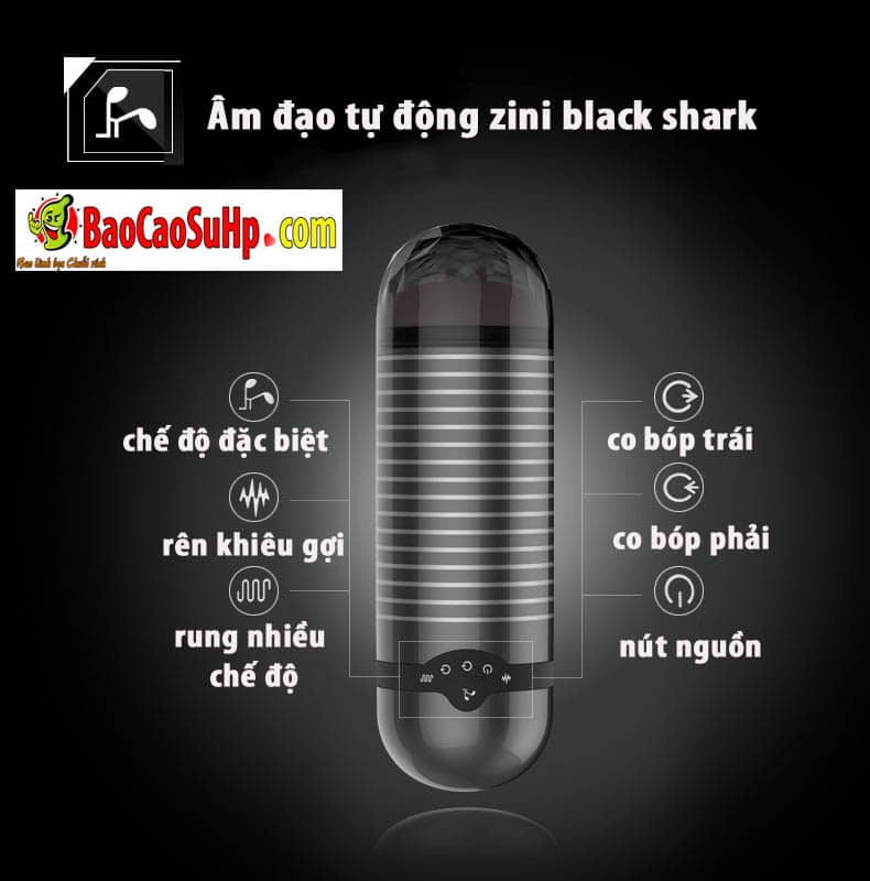 Máy thủ dâm âm đạo Zini Black Shark co bóp mạnh mượt