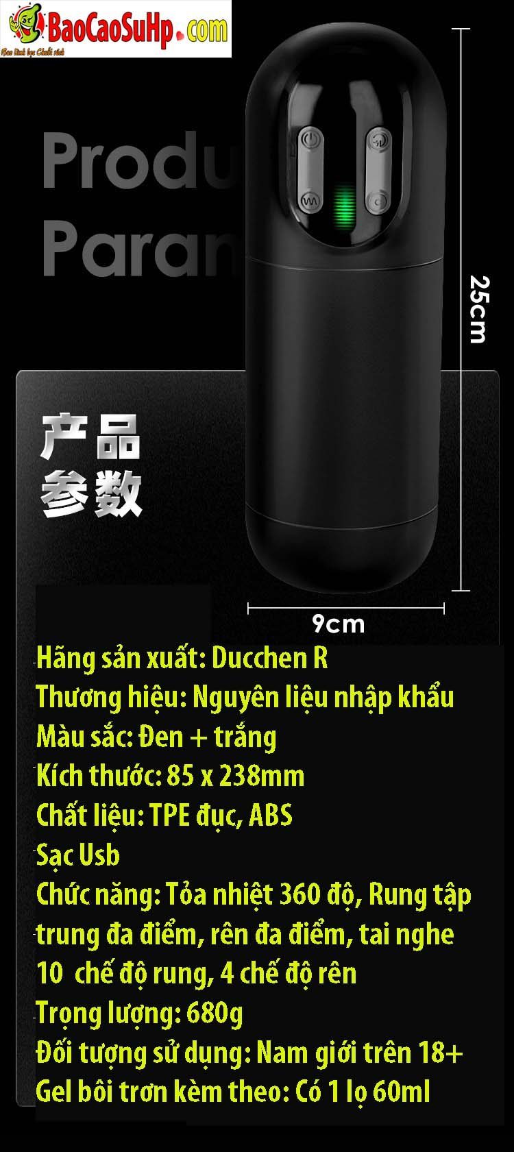 coc thu dam tu dong Duchen Japhael bia 15 - Cốc thủ dâm Nhật Bản Zz039A co bóp hút rung đa điểm Duchen Japhael