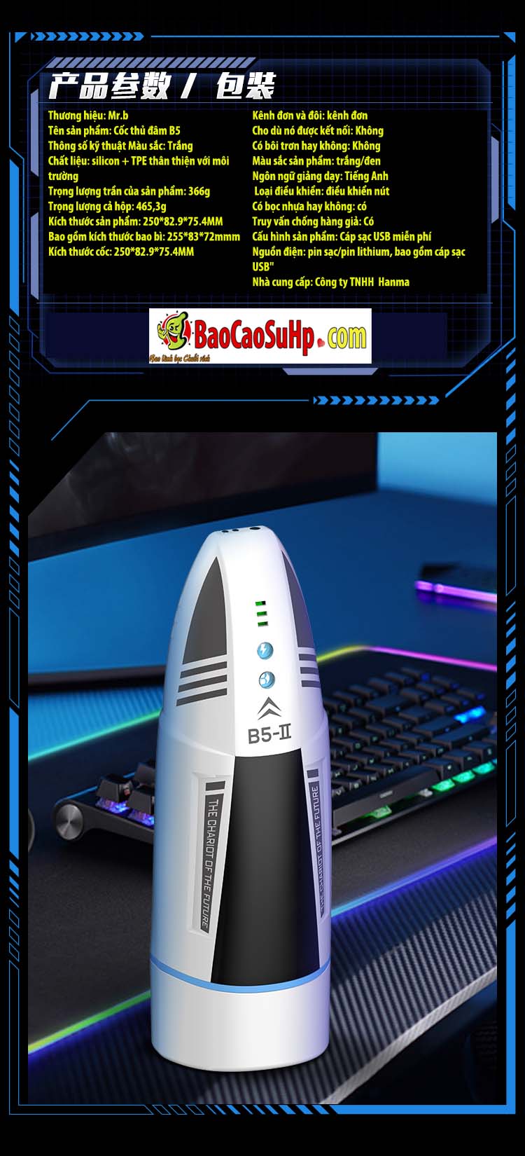 MrB 5 Patrick cốc rung tự động hút kích thích tê liệt cậu bé