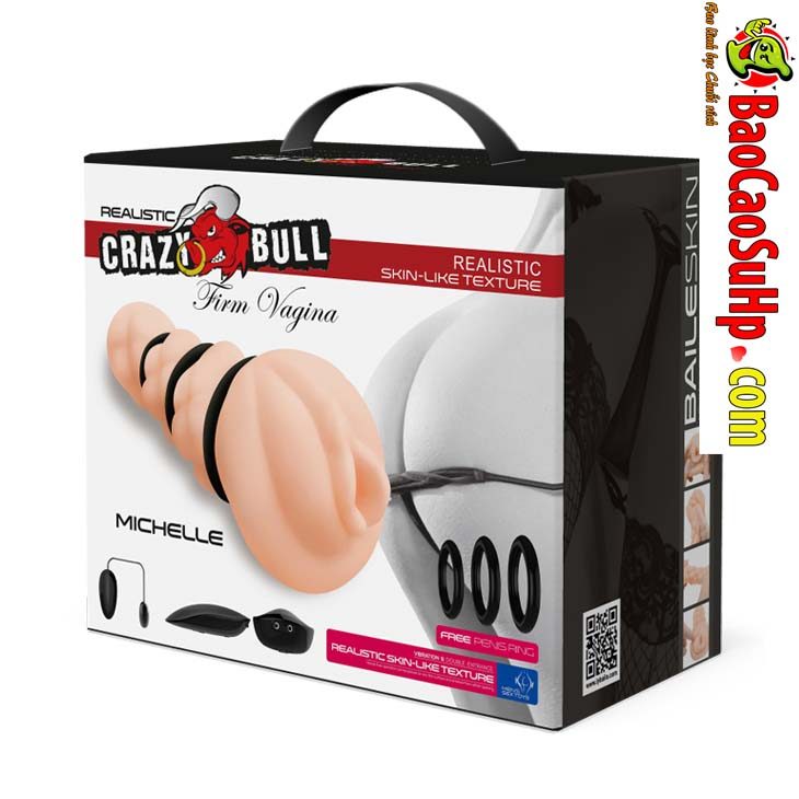 Âm đạo silicon nguyên khối Crazybull 3 vòng thít rung mạnh