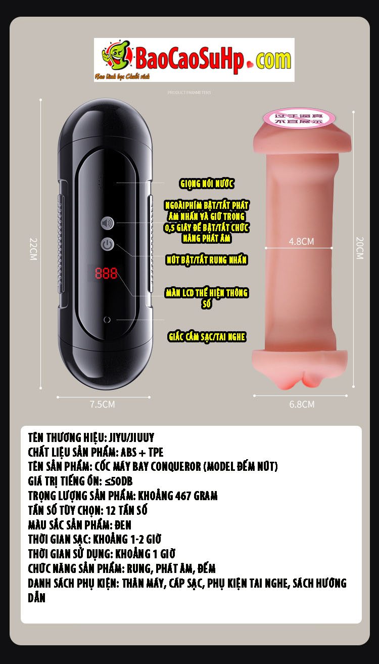 coc thu dam Jiuuy Black BONG Master 23 - Cốc thủ dâm 2 đầu Jiuuy Black BONG Master Rung rên 12 chế độ  