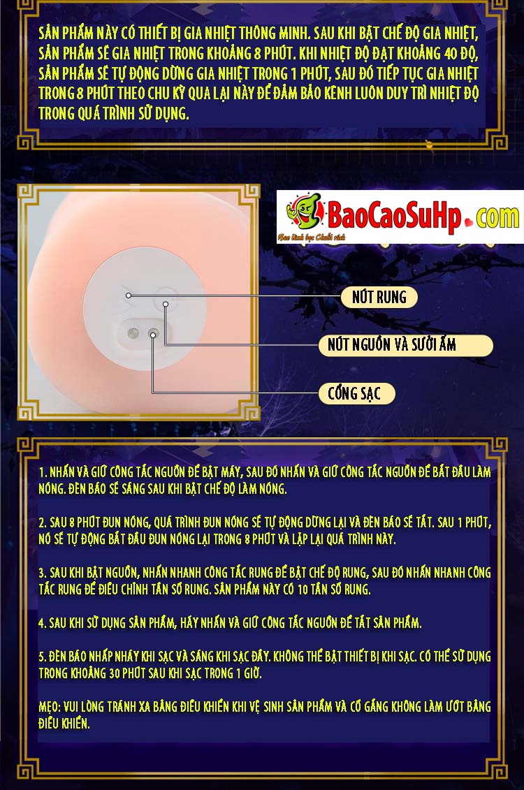 Máy rung cầm tay Mizzzee Kyubi 600g phát nhiệt siêu kích thích