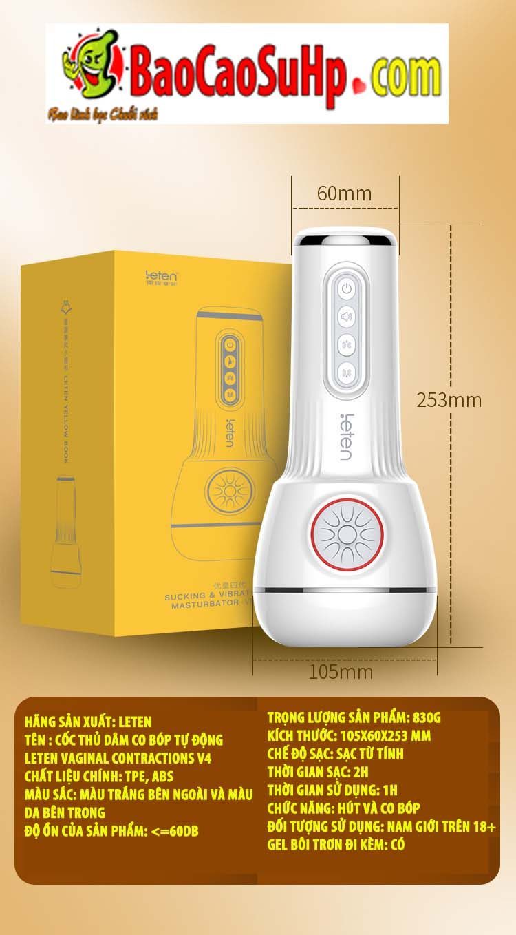 Coc thu dam co bop tu dong Leten vaginal contractions V4 26 - Cốc thủ dâm co bóp tự động Leten vaginal contractions V4