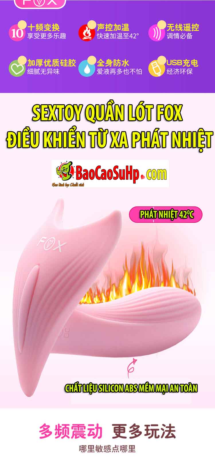 Sextoy quần lót Fox điều khiển phát nhiệt rung mạnh hấp dẫn