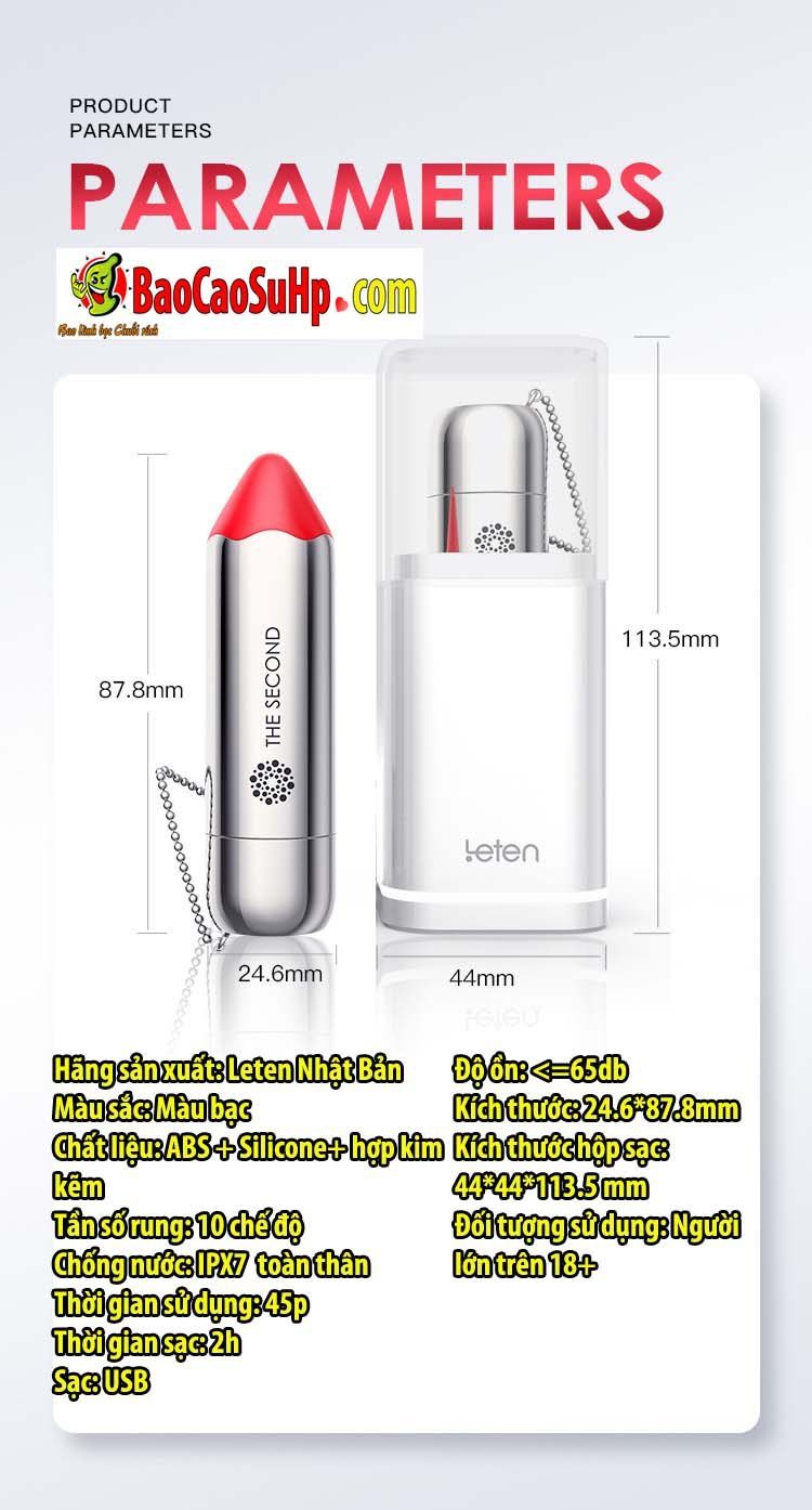 Sextoys Leten ZZ50 Thunder Silver Son Rung Cao Cấp Khử Khuẩn
