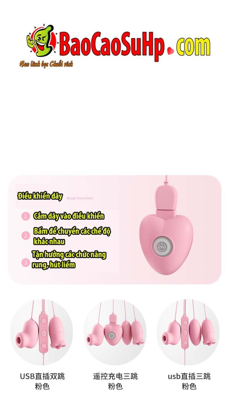 08 07 1 - Trứng 3 quả Mizzzee Godiva rung liếm hút điều khiển dây.