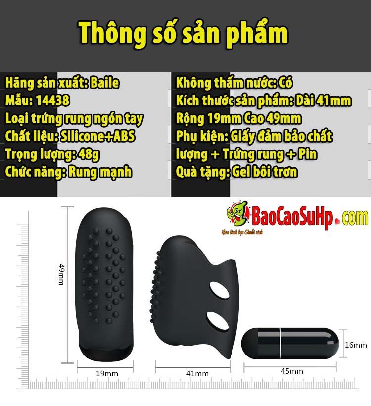 trung rung ngon tay Prettylove 14438 Interfinger 15 - Trứng rung ngón tay bộ Baile 14438 Interfinger chống nước dễ sử dụng